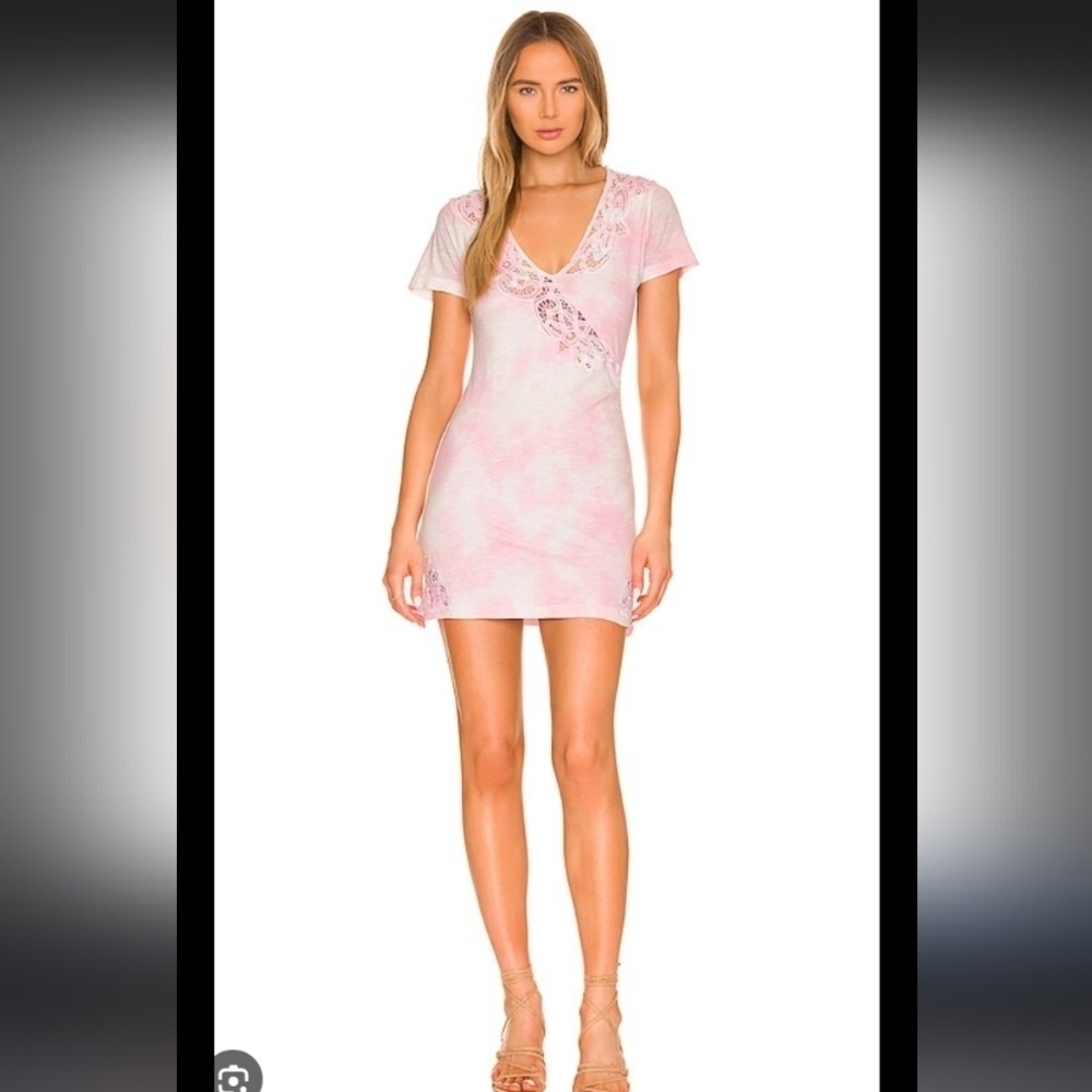 NEW LoveShackFancy Mildred Mini Wrap Dress in Island Pink Hand Dye X-Small